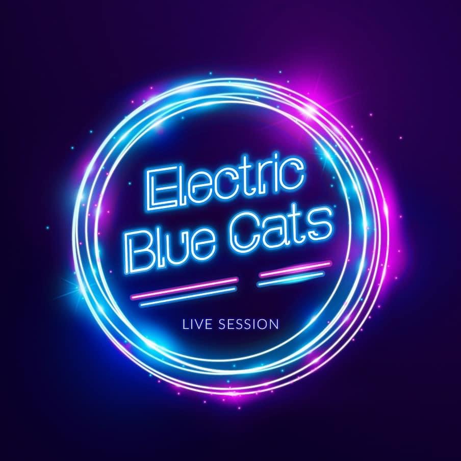 Electric Blue Cats - Dark Floor